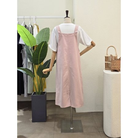 포켓 파스텔 오버롤 원피스