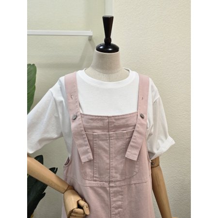 포켓 파스텔 오버롤 원피스