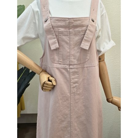 포켓 파스텔 오버롤 원피스