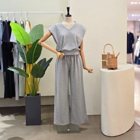 어깨 패드 티셔츠 팬츠 셋업