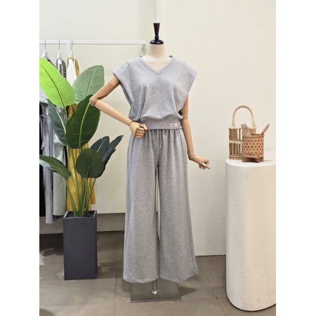 어깨 패드 티셔츠 팬츠 셋업