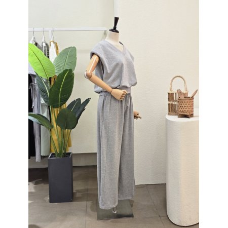 어깨 패드 티셔츠 팬츠 셋업