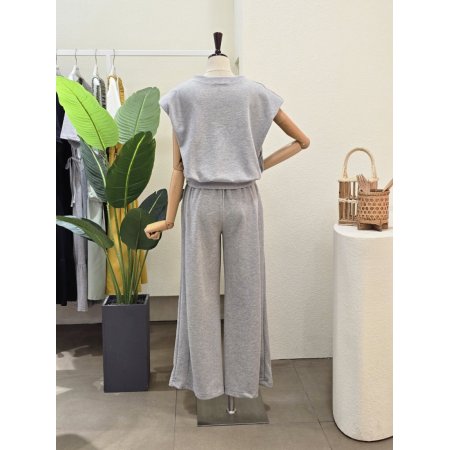 어깨 패드 티셔츠 팬츠 셋업