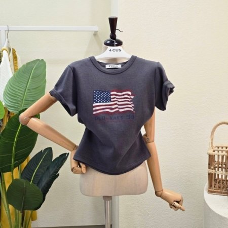 핏 라운드 프른트 티셔츠