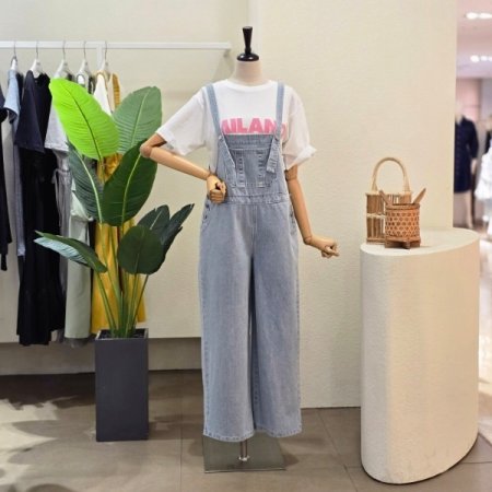 포켓 데님 오버롤 팬츠