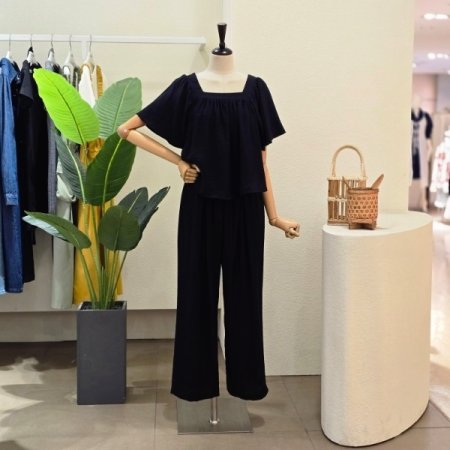 스퀘어넥 블라우스 팬츠 셋업