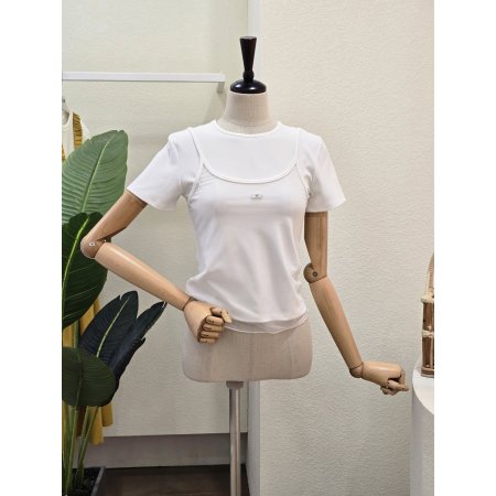 로고 민소매 레이어드 티셔츠