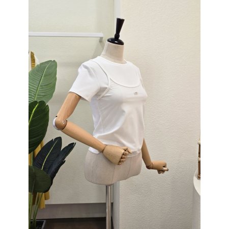 로고 민소매 레이어드 티셔츠