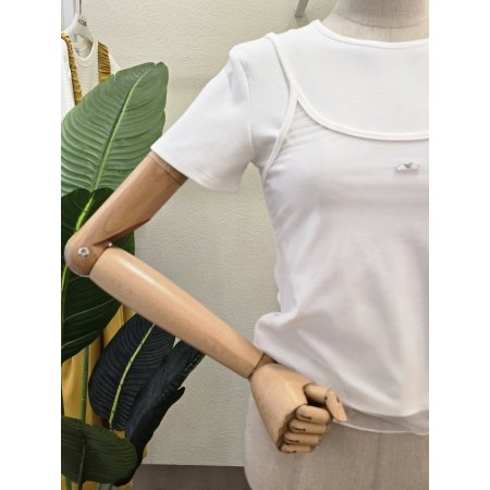 로고 민소매 레이어드 티셔츠