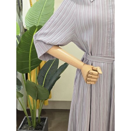 카라넥 핀턱 벨티드 원피스