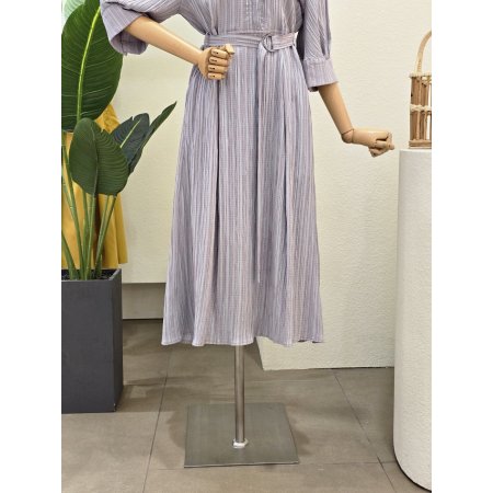 카라넥 핀턱 벨티드 원피스