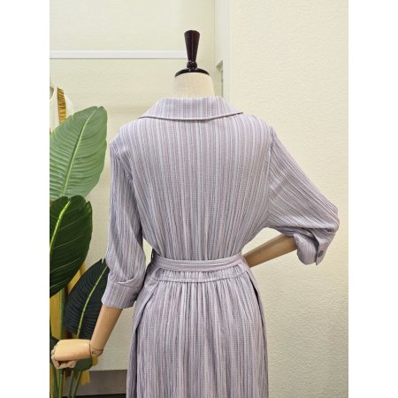 카라넥 핀턱 벨티드 원피스