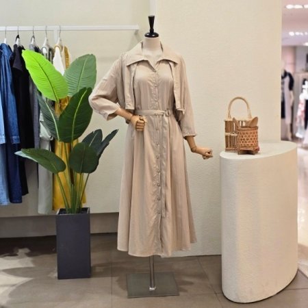 노카라 점퍼 민소매 원피스 세트