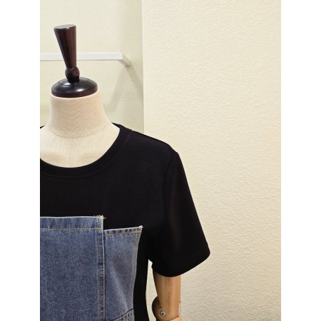 사선 페이크 데님 원피스