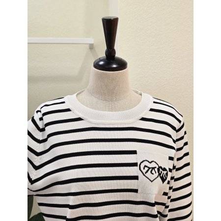 더블 하트 줄무늬 니트