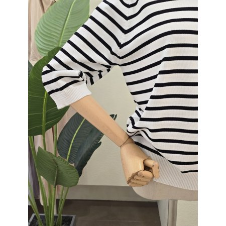 더블 하트 줄무늬 니트