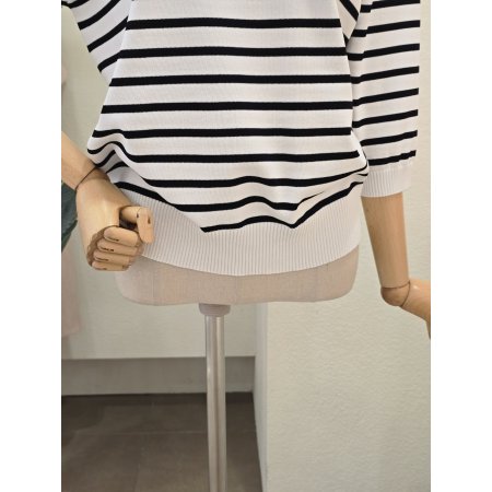 더블 하트 줄무늬 니트