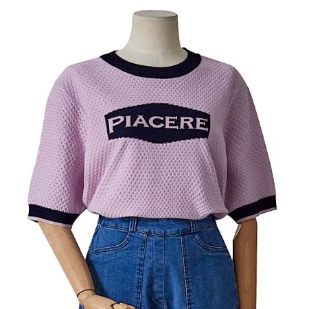 피아체 레터링 반팔 니트