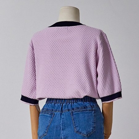 피아체 레터링 반팔 니트