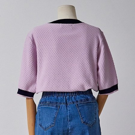 피아체 레터링 반팔 니트