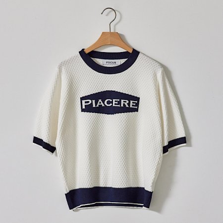 피아체 레터링 반팔 니트