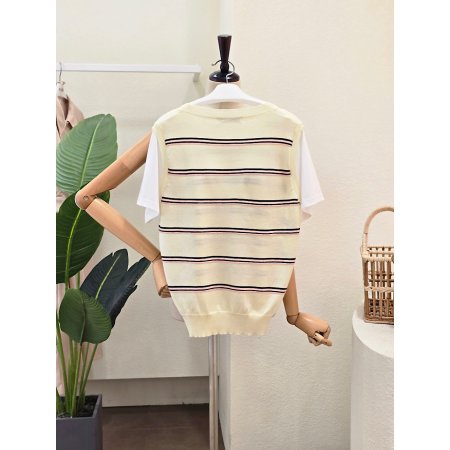 레이어드 티셔츠 줄무늬 니트