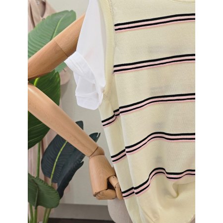 레이어드 티셔츠 줄무늬 니트