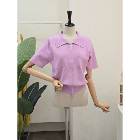 지퍼 카라 니트 카디건