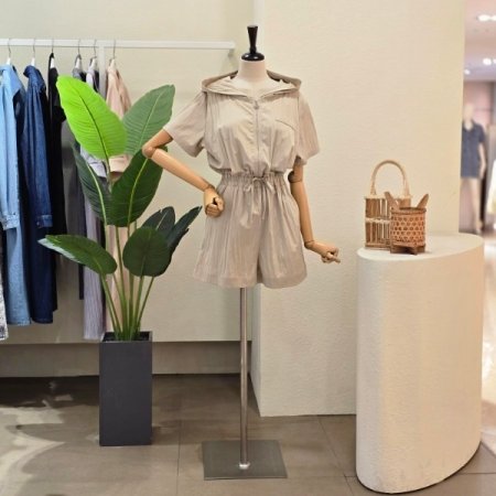 후드 지퍼 점프 슈트