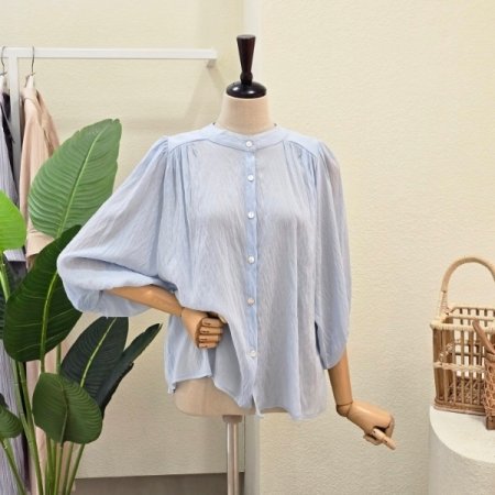 7부 소매 페미닌 블라우스