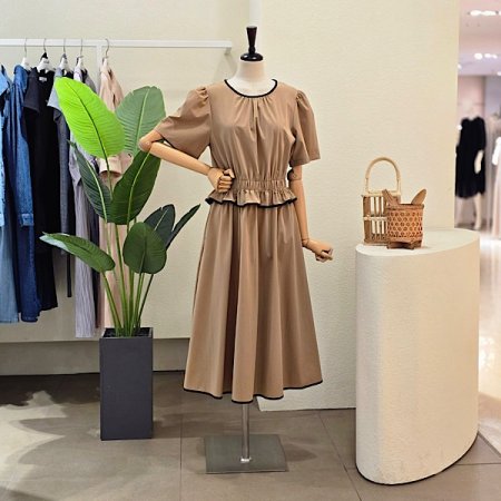 허리 밴딩 텐션 롱 원피스