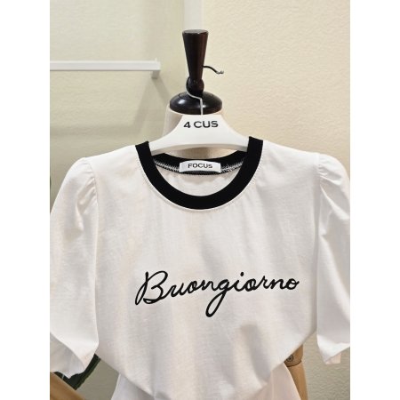 레터링 컬러 배색 반팔 티셔츠