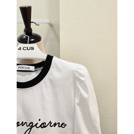 레터링 컬러 배색 반팔 티셔츠