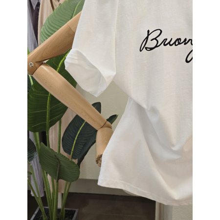 레터링 컬러 배색 반팔 티셔츠