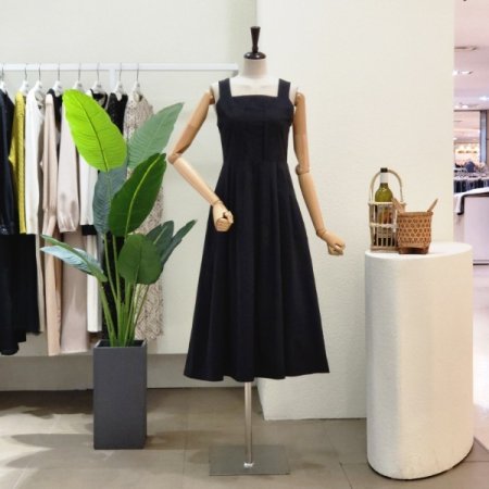 스퀘어넥 A라인 뷔스티에 롱원피스