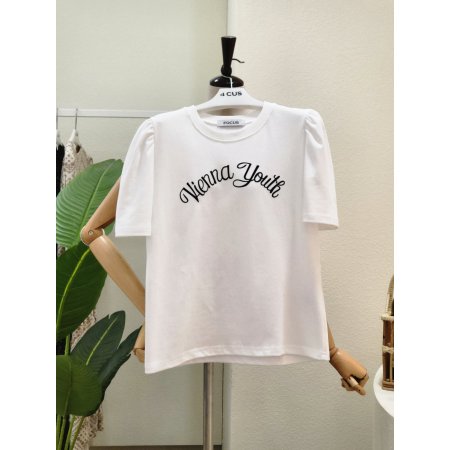 퍼프 포인트 라운드 반팔 티셔츠