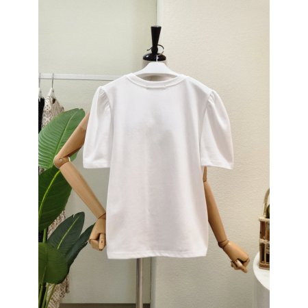 퍼프 포인트 라운드 반팔 티셔츠