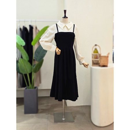 레이어드 뷔스티에 롱원피스