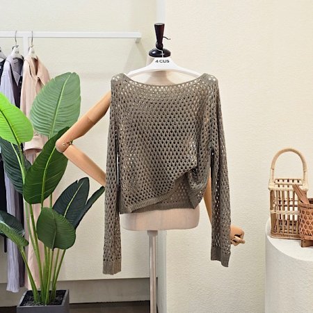 썸머 보트넥 네트 니트