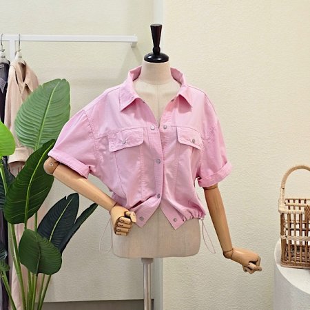 썸머 밑단 스트링 컬러 자켓