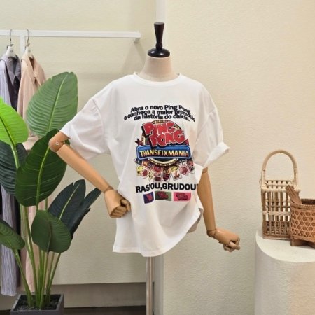 레터링 유니트 프린트 티셔츠