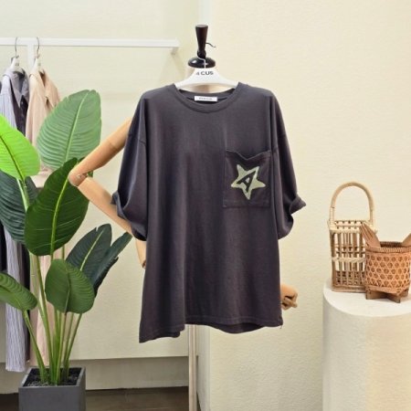 포켓 락스타 레터링 티셔츠