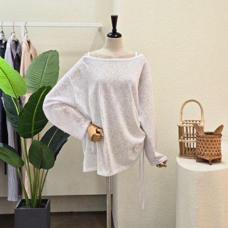 시스루 사이드 스트링 썸머 티셔츠