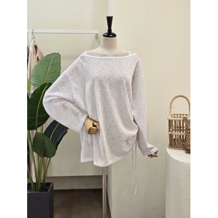 시스루 사이드 스트링 썸머 티셔츠