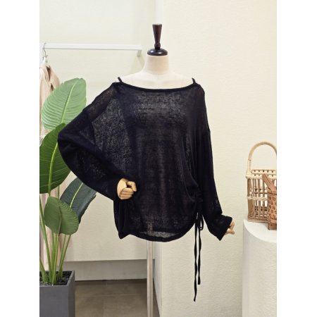 시스루 사이드 스트링 썸머 티셔츠