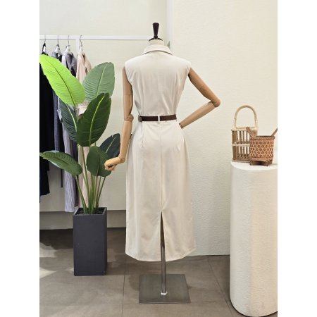 투 포켓 민소매 벨티드 원피스