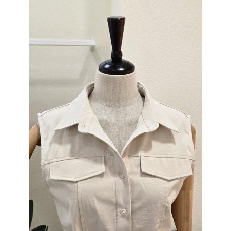 투 포켓 민소매 벨티드 원피스