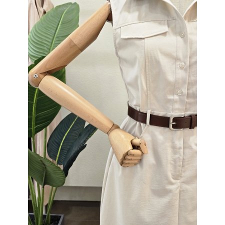 투 포켓 민소매 벨티드 원피스