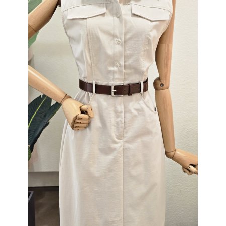 투 포켓 민소매 벨티드 원피스