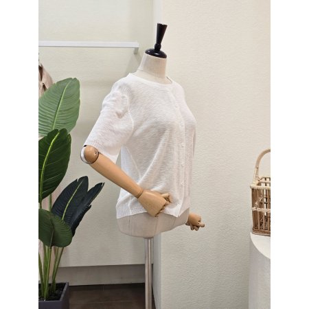 라운드넥 시스루 반팔 가디건